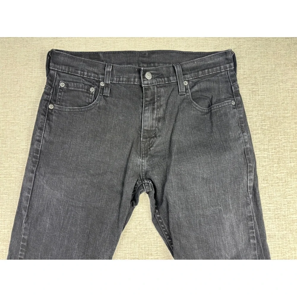 Levis 569 Mens 29x30 Jeans Fuzzy Black Faded Denim Grungy Washed Rocker Cut Pant